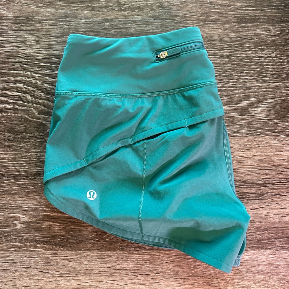 Lululemon Teal Lagoon Speed-Up Low Rise Lined Shorts 2.5”